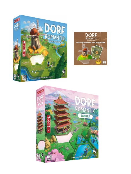 Pack Completo: DORFROMANTIK + Expansión EL GRAN MOLINO + DORFROMANTIK SAKURA