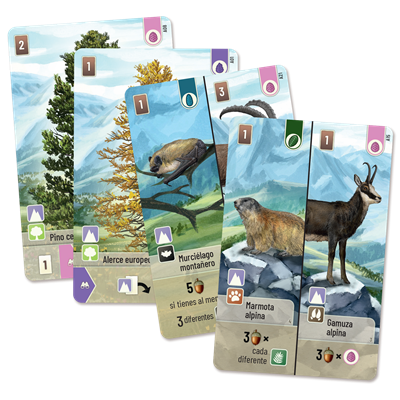 Pack completo: FOREST SHUFFLE : Juego Base + LINDE DEL BOSQUE + EXPLORACIÓN + CUMBRES ALPINAS